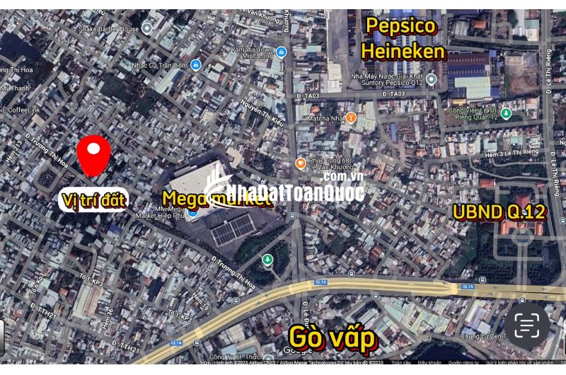 Gía tốt! Bán nhà mặt tiền Trương Thị Hoa Tân Thới HIệp Quận 12 534m2 giá chỉ 70tr/m2